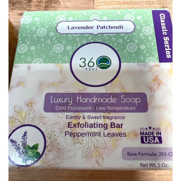 2-360Feel Handmade Soap Exfoliat Bar 5oz Peppermint Leave, Oatmeal Milk & Honey - Picture 3 of 5